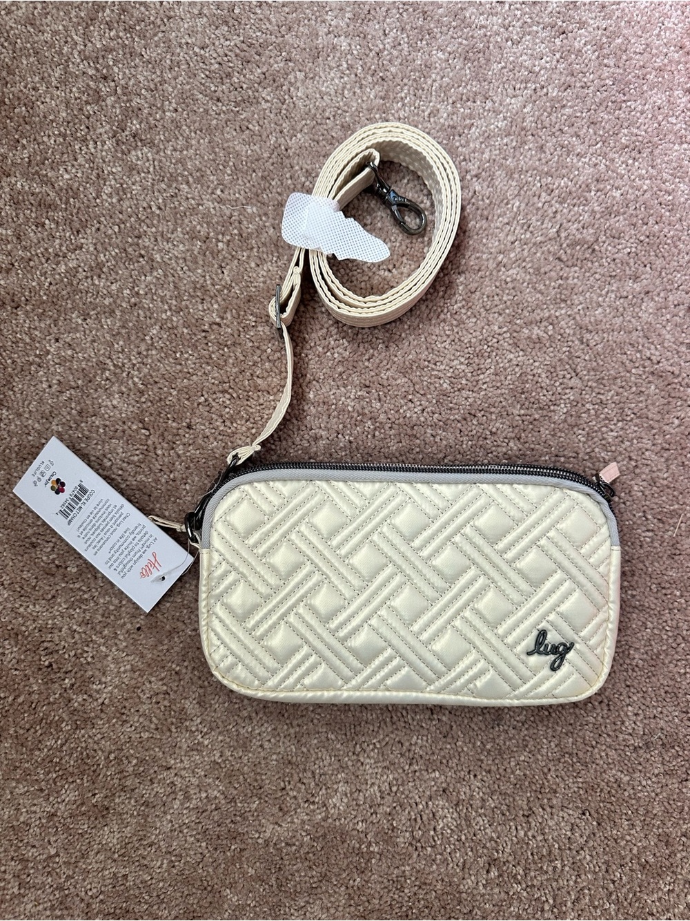 Lug Crossbody Purse in Metallic Champagne
